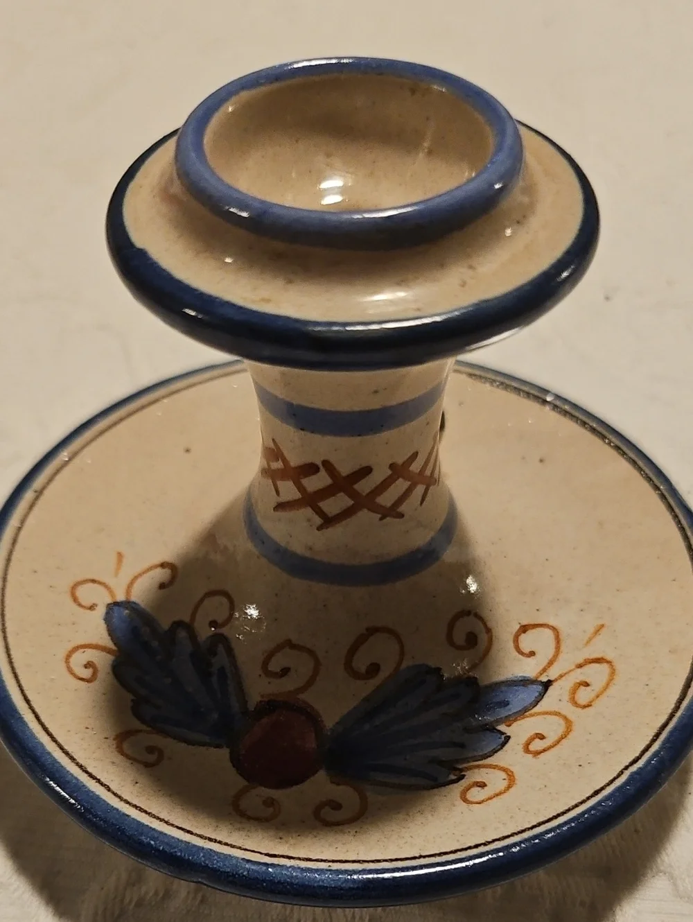 VINTAGE C.A. POSITANO POTTERY CANDLE HOLDER MADE IN ITALY HANDPAINTED
